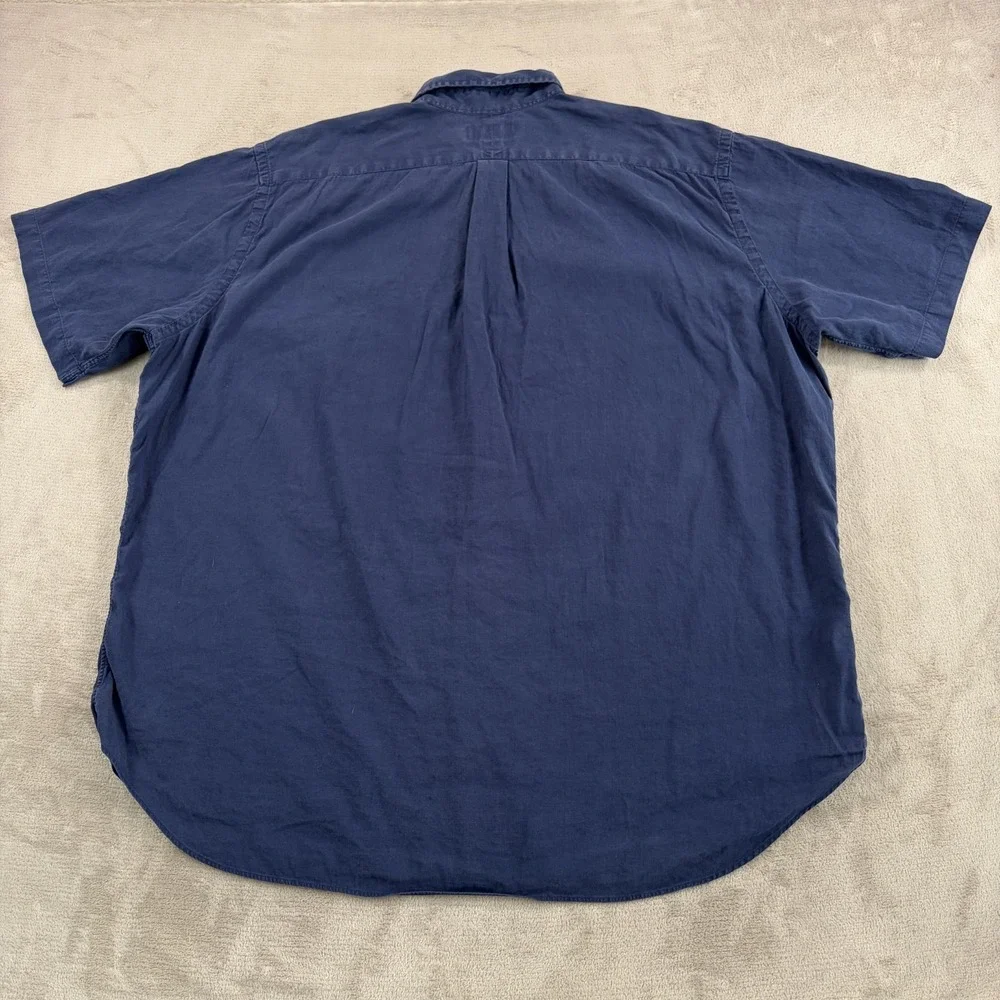 Polo Ralph Lauren Classic Fit Oxford Shirt in Navy Linen Blend Men 3XLT Tall